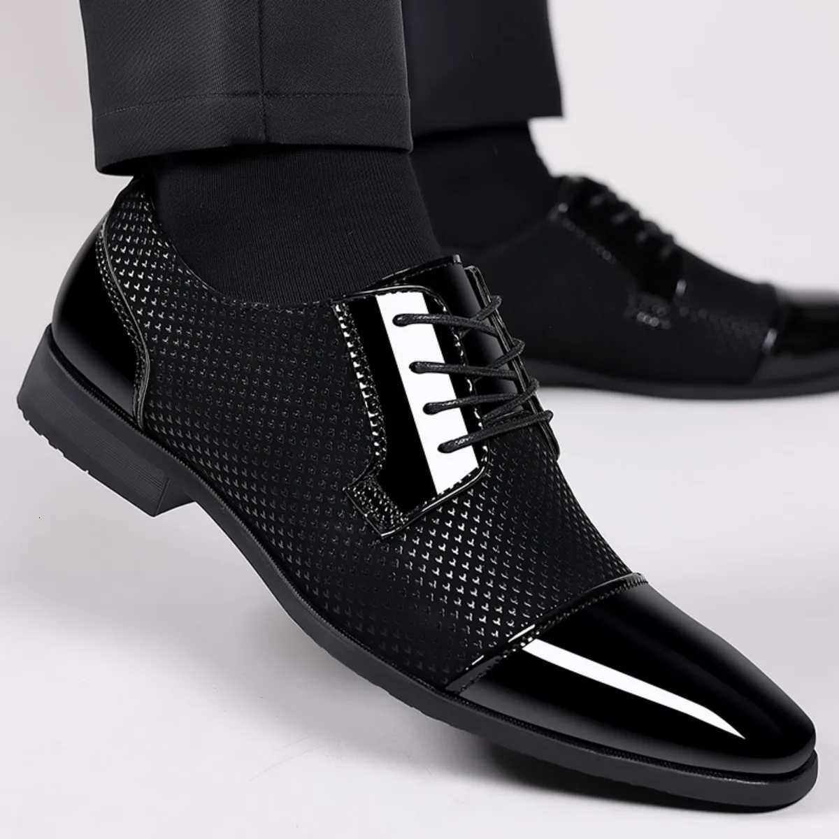 Mens Dress Shoes Classic Lace-up Formal Oxfords Modern Tuxedo Business Casual Sc Pattern Comfort Formal Shoes for Men Y250730