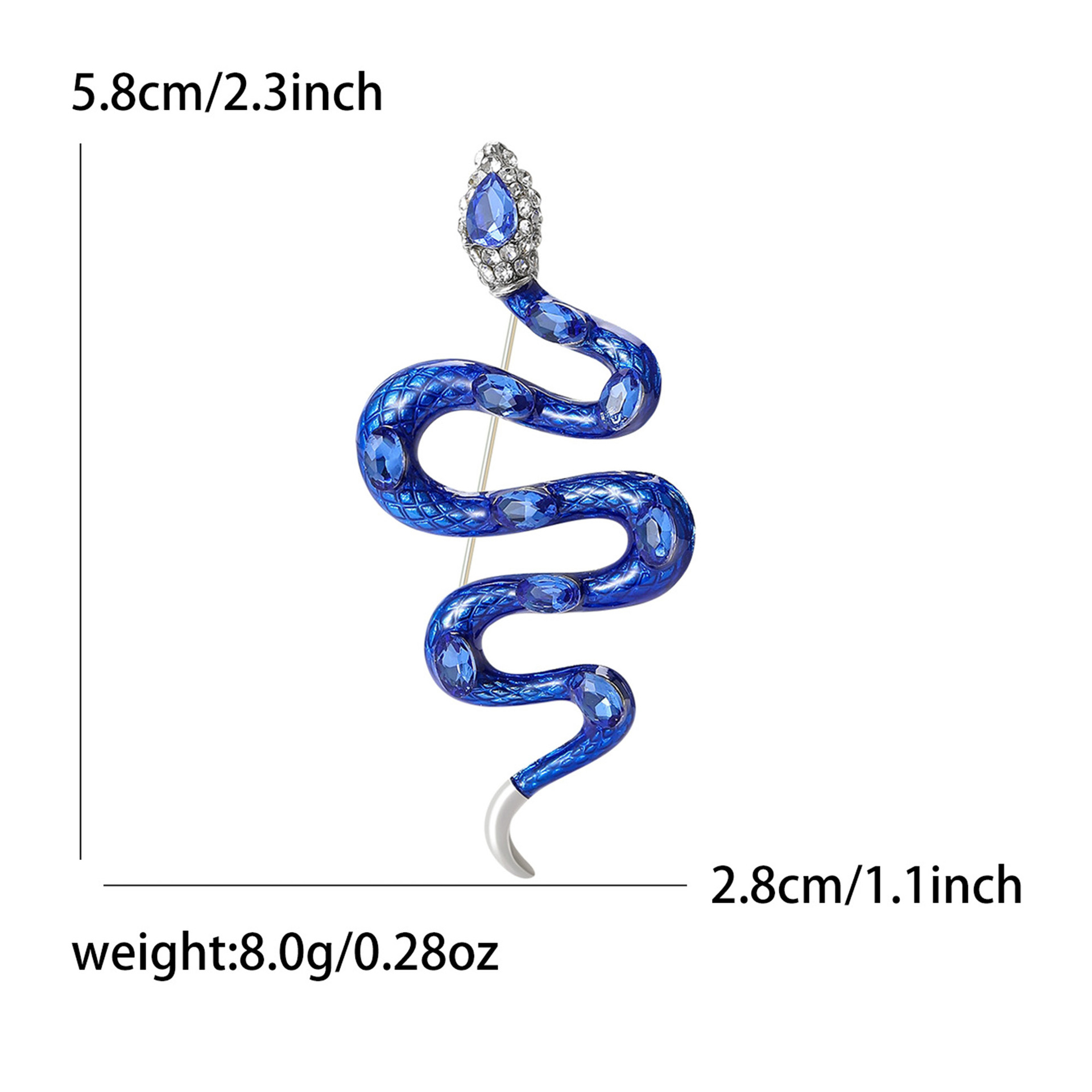 Green Enamel & Rhinestone - Embellished Snake Brooch With Teardrop - Shaped Gem Accents Bold Party Jewelry And Gift For Her High Quality And Stylish J