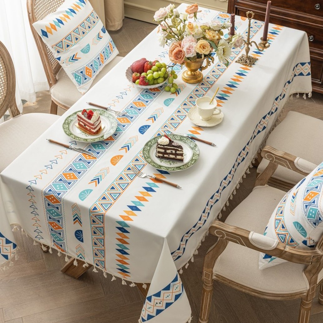 YL-36871 tablecloth imitation linen printing waterproof and oil-proof washable Bohemian ethnic style table cloth rectangular coffee table desk