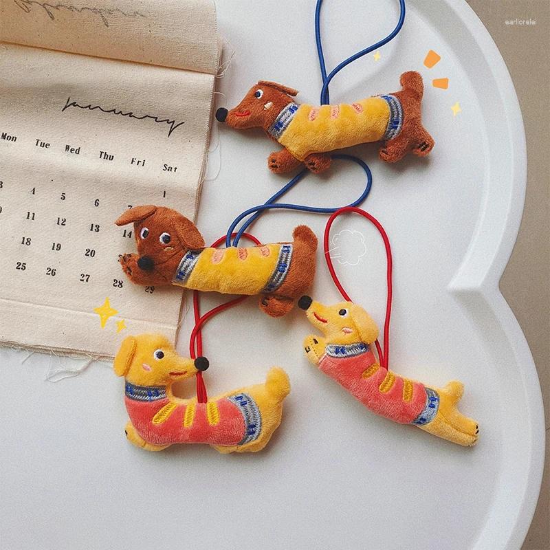 Kawaii Dachshund Plush Doll Cartoon Stuffed Puppy Keychain Pendant Backpack Charm Lovely Bag Hanging Decoration Kid Gifts