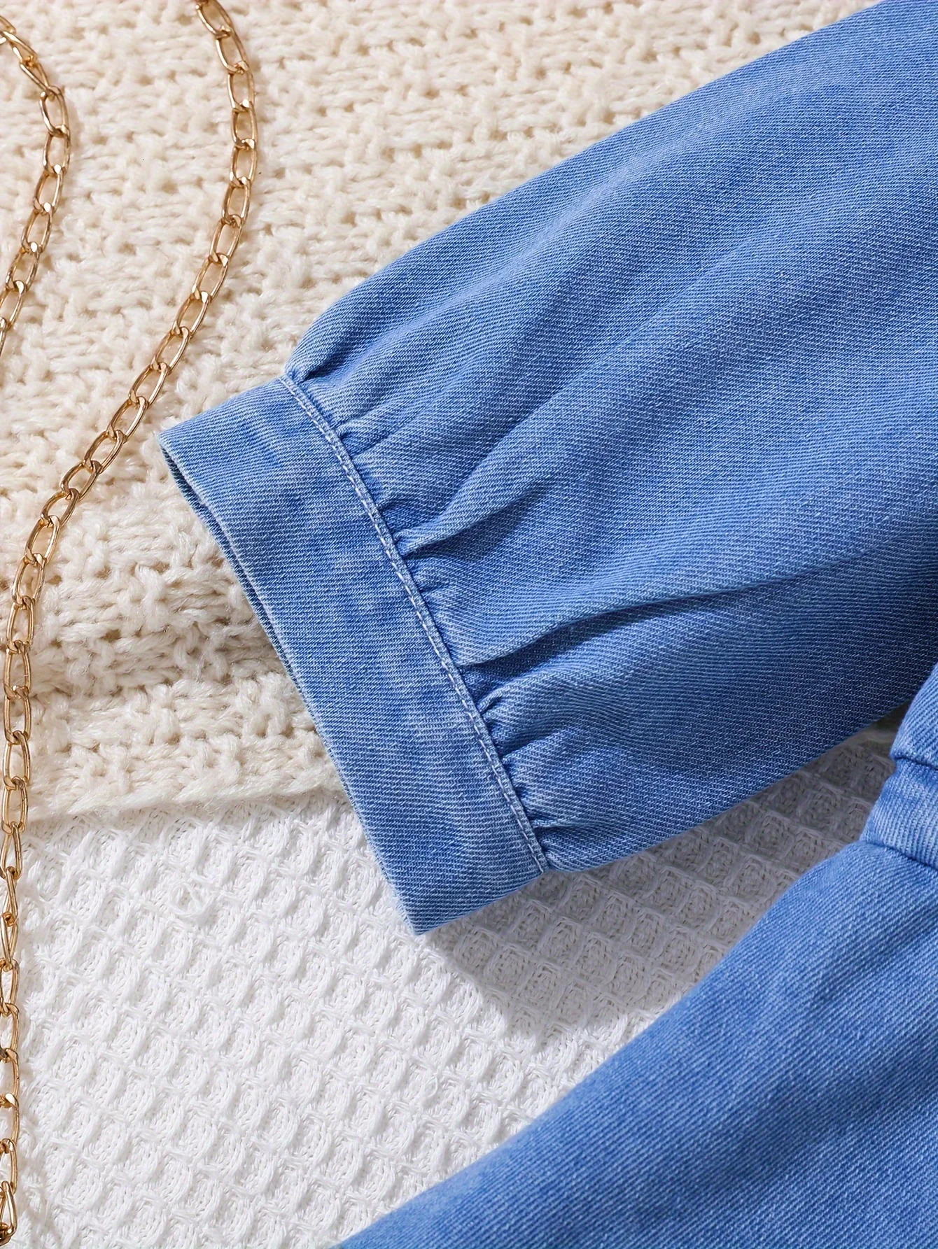 Spring And Autumn Fashion Baby Girl Denim Set Stand-Up Collar Waist-Shaped Drawstring Denim Jacket Casual Washed Jeans 250729