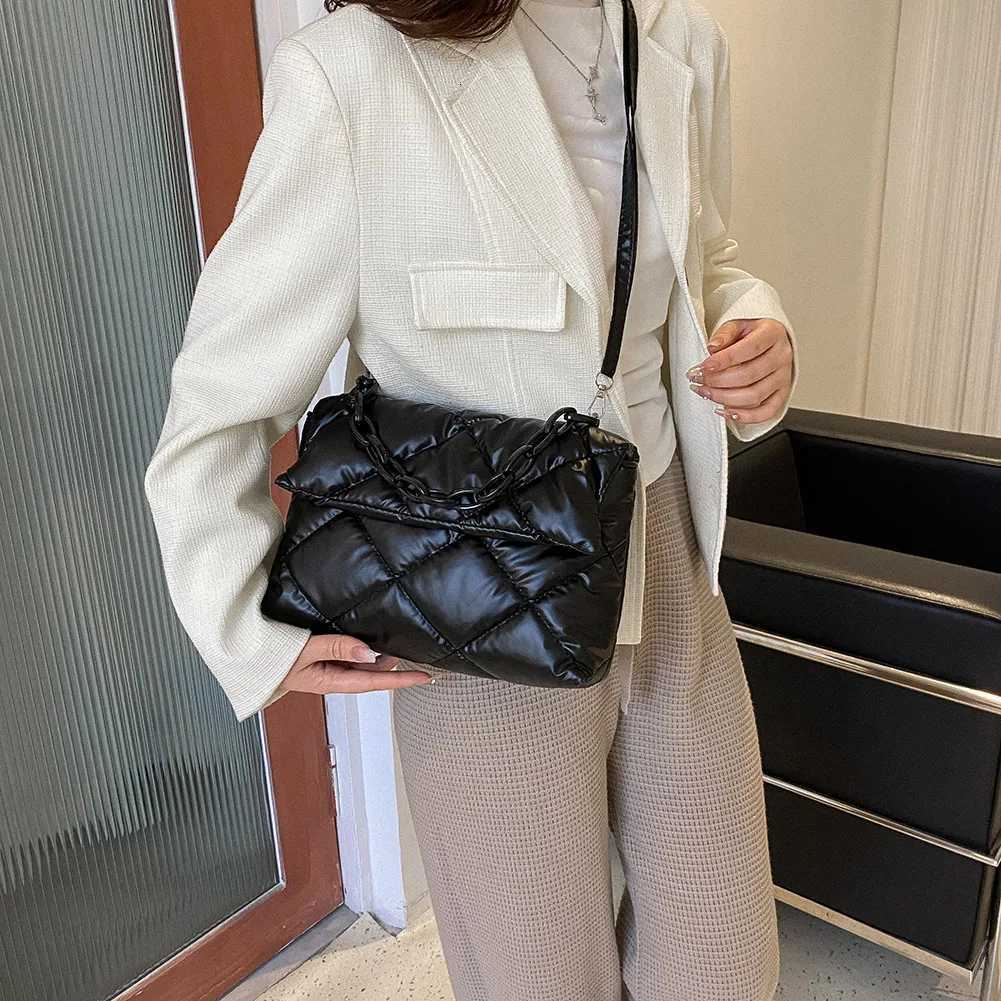 2023 Christmas Bags Winter Tote Bag Mobile Space Glossy Fem Down Bags Cotton-Padded Jacket Shoulder Handbag Cheap Items Y250730