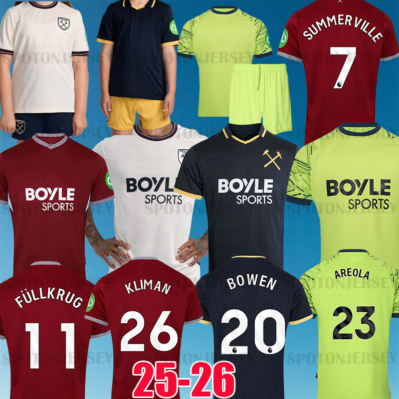 west hame 25 26 BOWEN L. PAQUETA WHU soccer jerseys 2025 2026 west hame ALVAREZ kits ANTONIO VLASIC WARD PROWSE WEST HA MS football shirts INGS BENRAHMA MEN Kids WHU