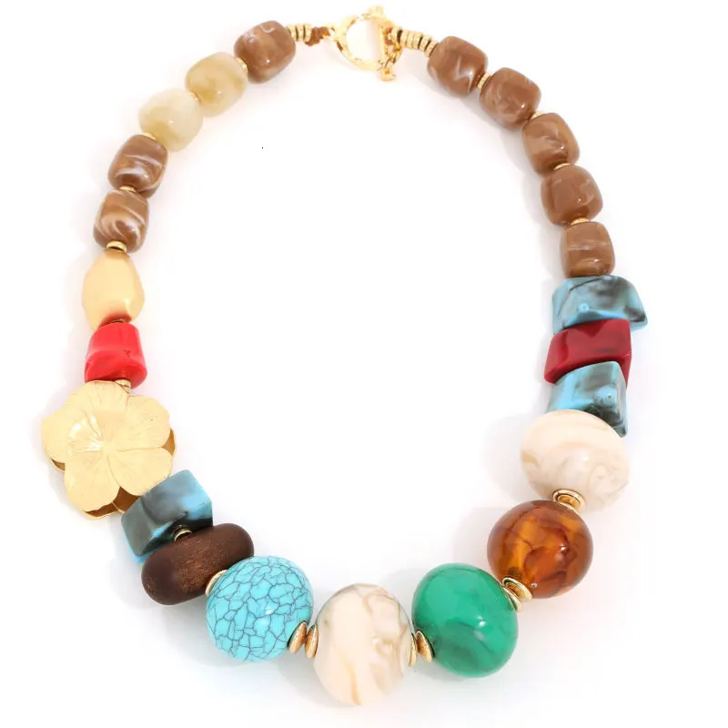 Statement Boho Necklace with Colorful Beads Handmade for Women Trendy Party Jewelry 250729