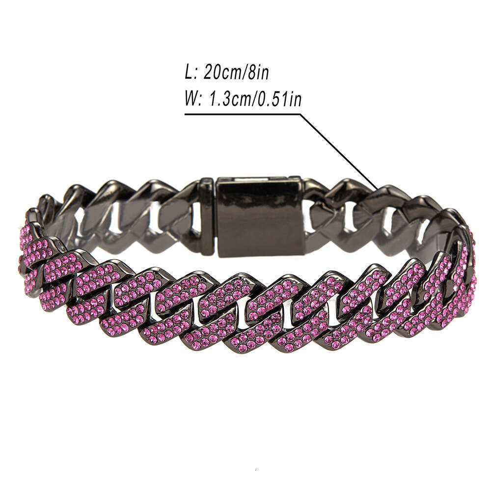 Hot Item Fashionable Light Bold Full Dia Necklace Box Clasp 14mm Bar Cuban Chain