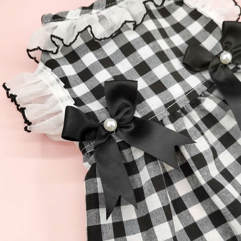 2023 Spring/Summer New Plaid Clothing Elegant Dog Clothes Pet Cat Dress
