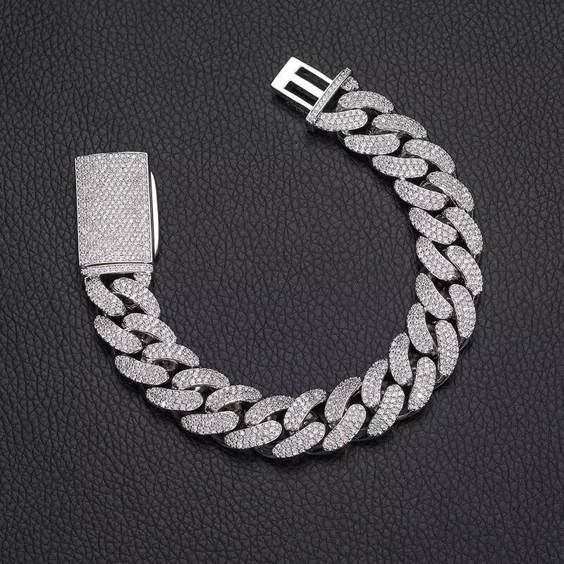 925 Silver Moissanite 10MM Cuban Chain Bracelet Mens Hip Hop Jewelry GRA Certified Gift Product Moissanite Bracelets Bangles
