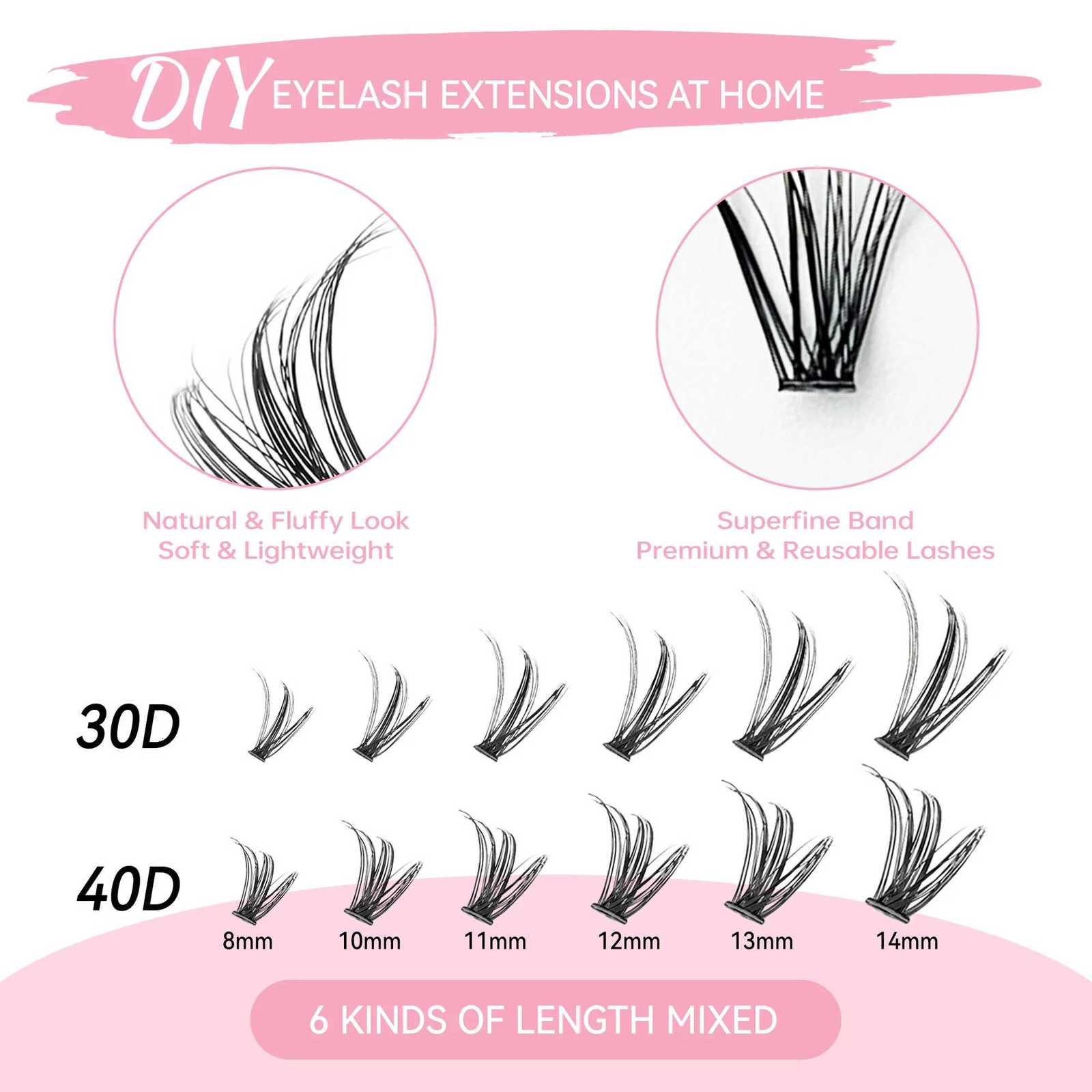 200 PCS Eyelash Clusters Lash Bond and Seal Makeup Tools DIY Eyelash Extension Kit for Gluing Eyelashes Gluing Glue Accessories Z250730
