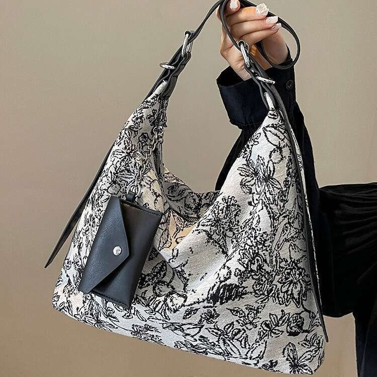 Chinese Style Canvas for Women, Large Capacity 2024 New Casual Summer Single Shoulder Crossbody Commuter Tote Bag