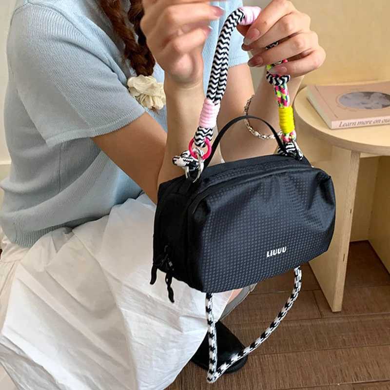 Trendy Large Capacity Sports Messenger Bag Colored Rope Small Square Bag Simple Handbag Row Tote Bags Multi-layer Shoulder Bag Y250730