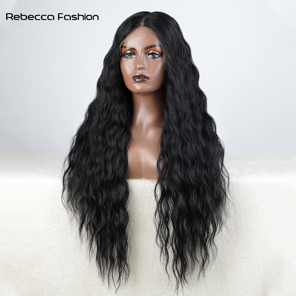 Rebecca Fashion Hair Synthetic Lace Front Wig Long Deep Wavy 30 Inch Ombre Blonde Ginger Lace Wigs For Black Women Heat Resistant Cosplay Wigs