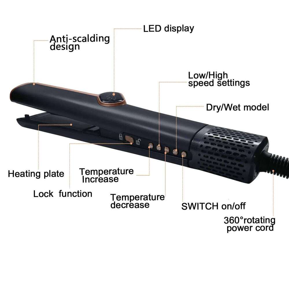 2in1 Curling Dryer 106,000 RPM Air Negative Ion Portable Wet & Dry Hair Straightener