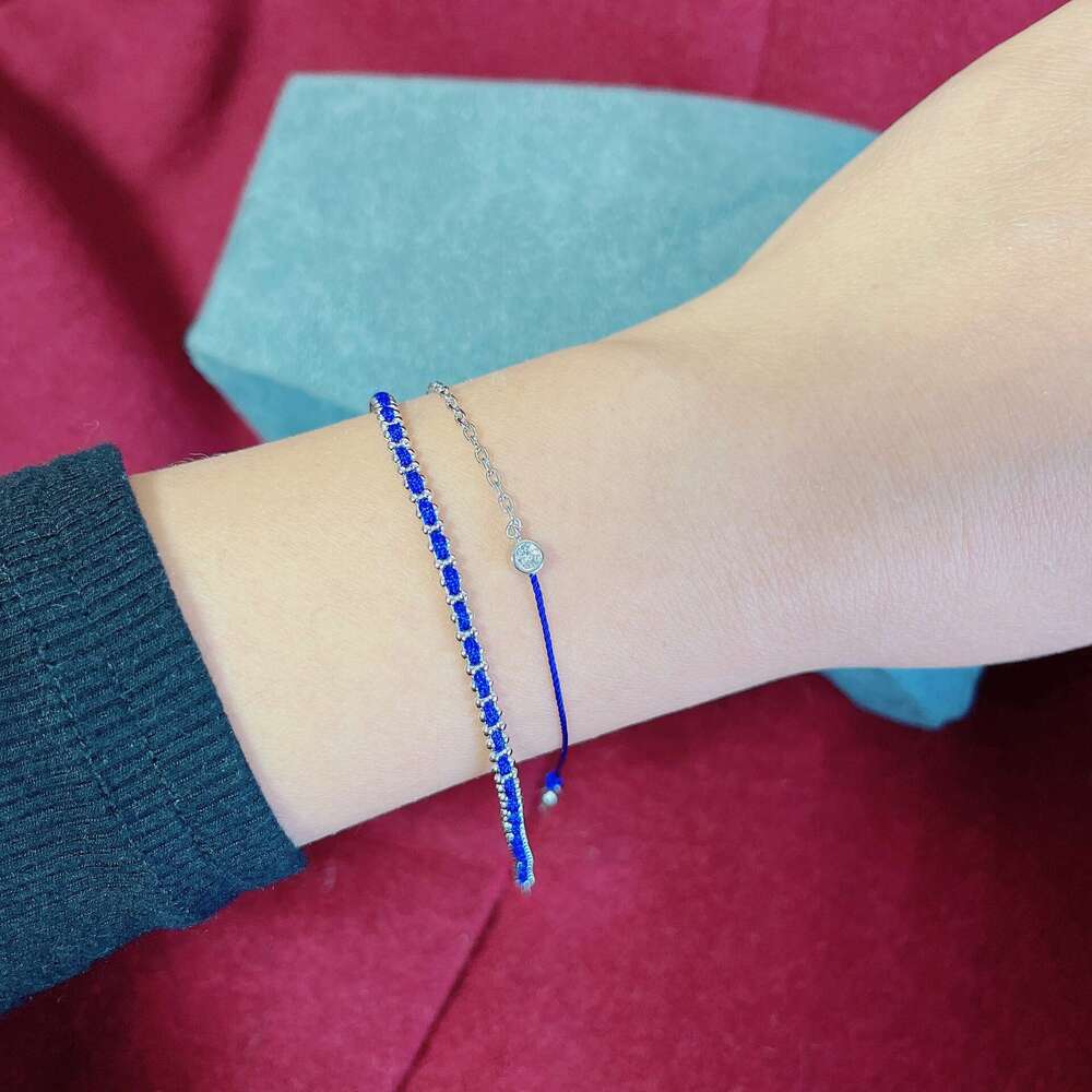 French Paris Little Red Rope Round Dia Lucky Braided Simple Classic Layered Women's Bracelet