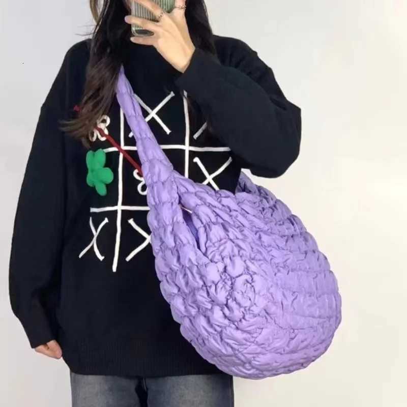 2K Style Casual Ruched Oversi Wen Shoder Bags Quilted Padded Crossbody Bag Large Capacity Nyl Tote Big Shopper Purses Y250730