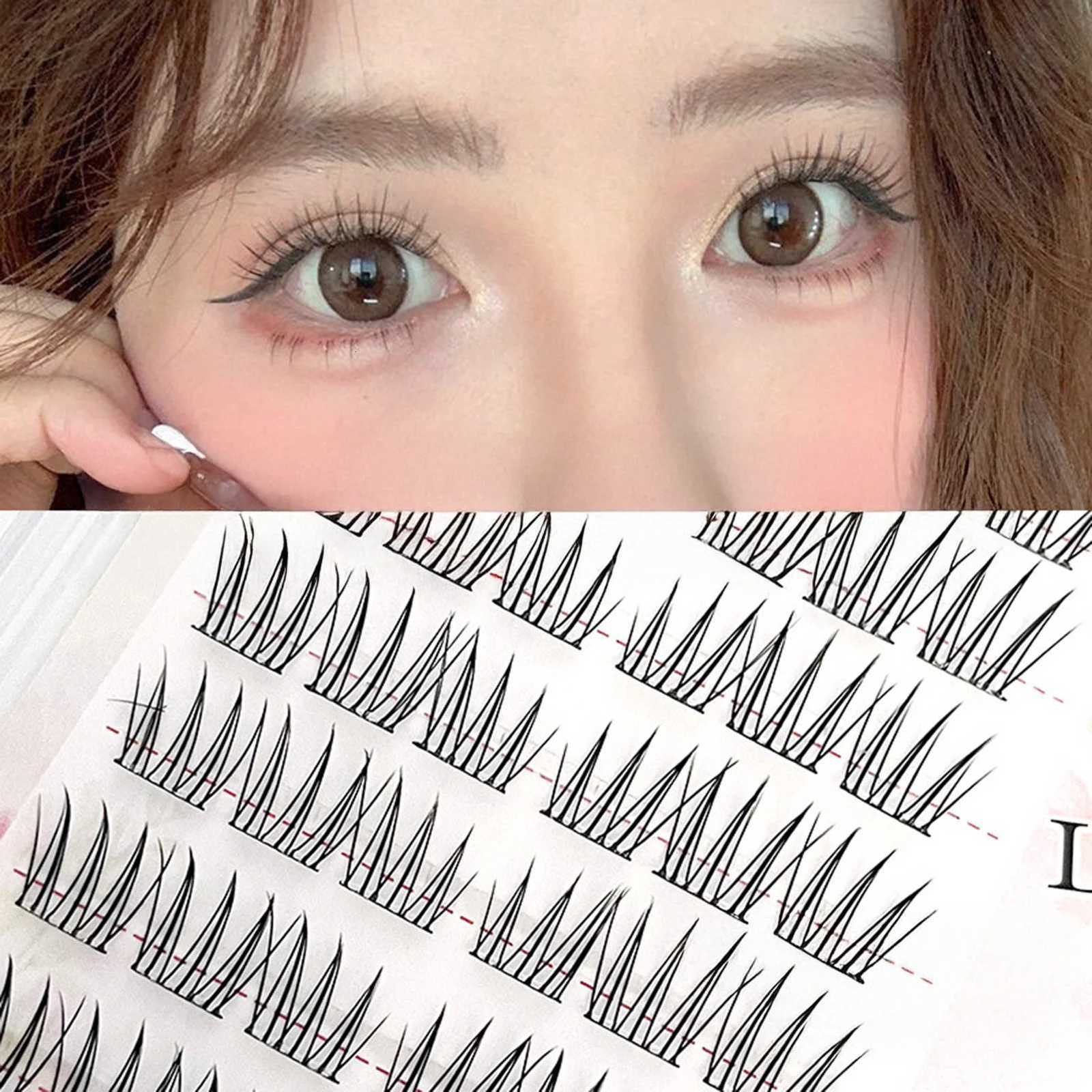 No Glue Needed Korean False Eyelashes C Curl Natural Wispy Lash Extension Segmented Manga Anime False Eyelashes Z250730