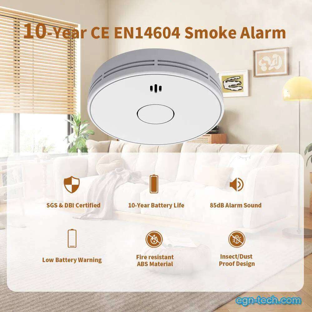 Standalone Smoke Alarm customization V-Come Advanced Alarm Detector with Long-Lasting Lithium Battery for Home Safety VS02