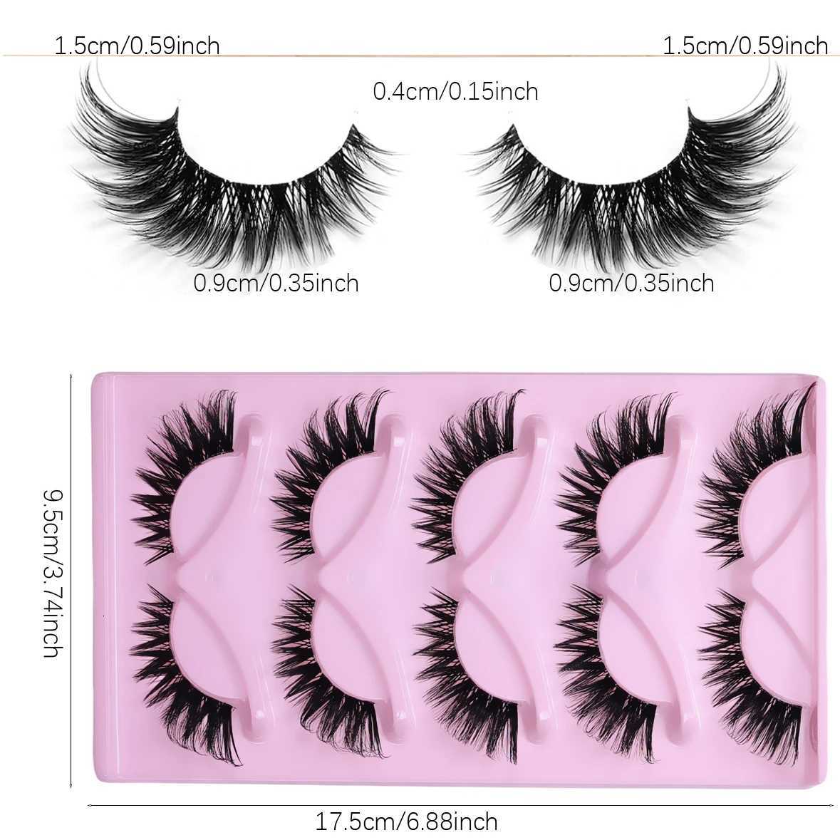 5 Pairs Cat Eye Lashes Long Lashes Cat Eye Look Wispy Lashes Eye End Elongated Strip Thick False Eyelashes Z250730