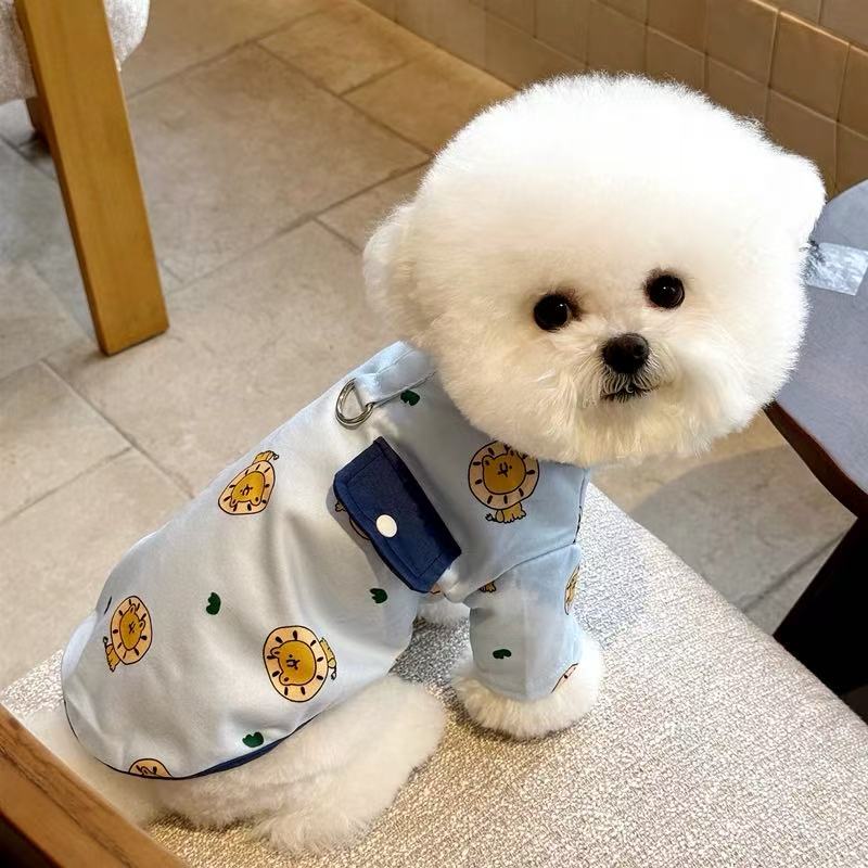 T856 Pet T-shirts Spring and Summer Thin Teddy Bichon Pomeranian Yorkshire Terrier Small Puppy Can Pull Cats and Dogs Clothes