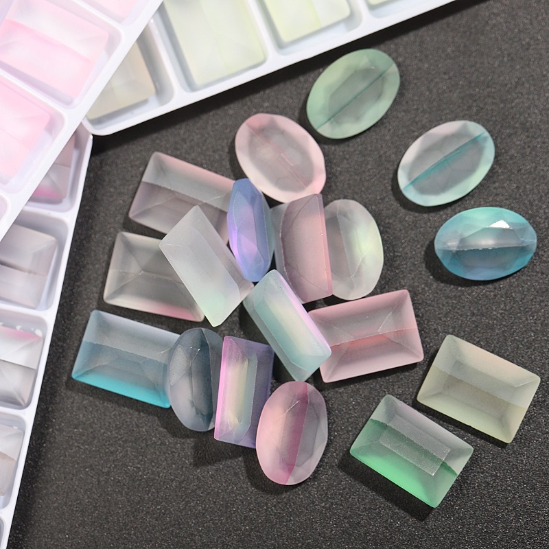 10*14 matte through diamond gradient laser pointed bottom diamond nail jewelry