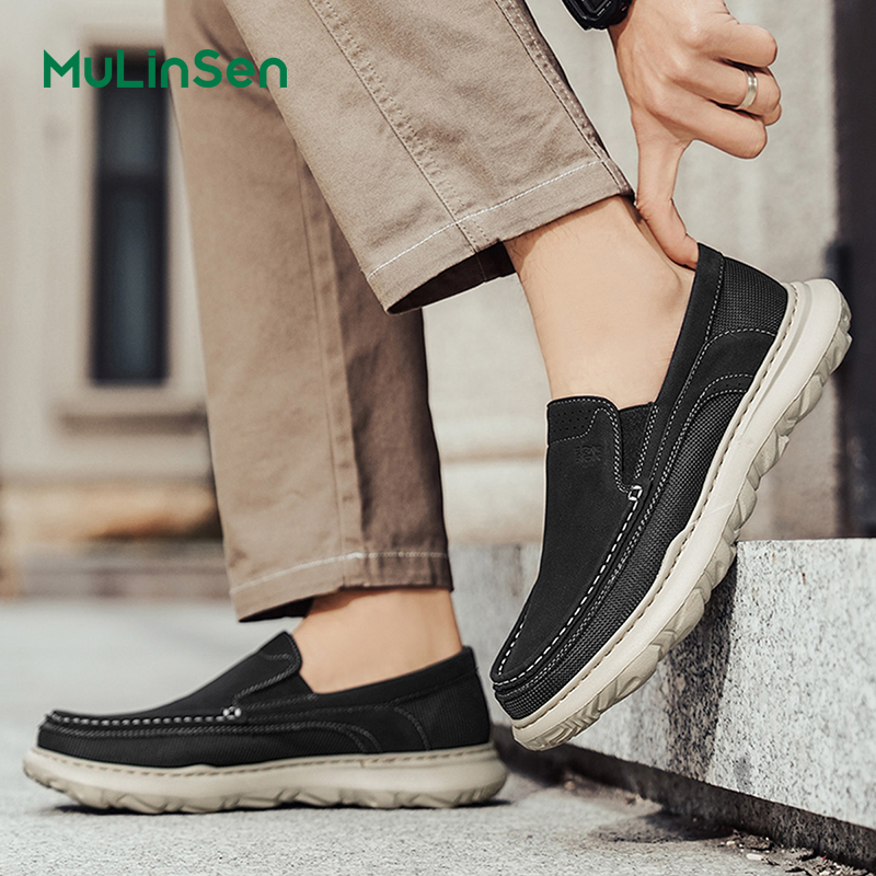 Mulinsen men's shoes breathable cloth shoes men's spring and summer casual leather shoes driving shoes mesh slip-on thin trendy shoes