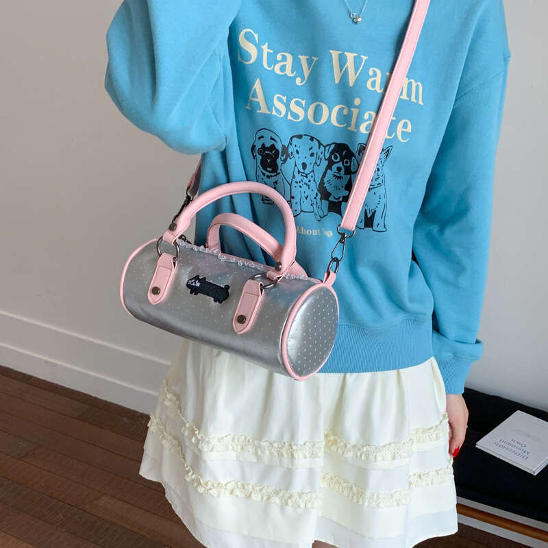 Cute Polka Dot Kitten Fashion Trend Versatile Simple Design College Student High-end Feel Single Shoulder Crossbody Handbag