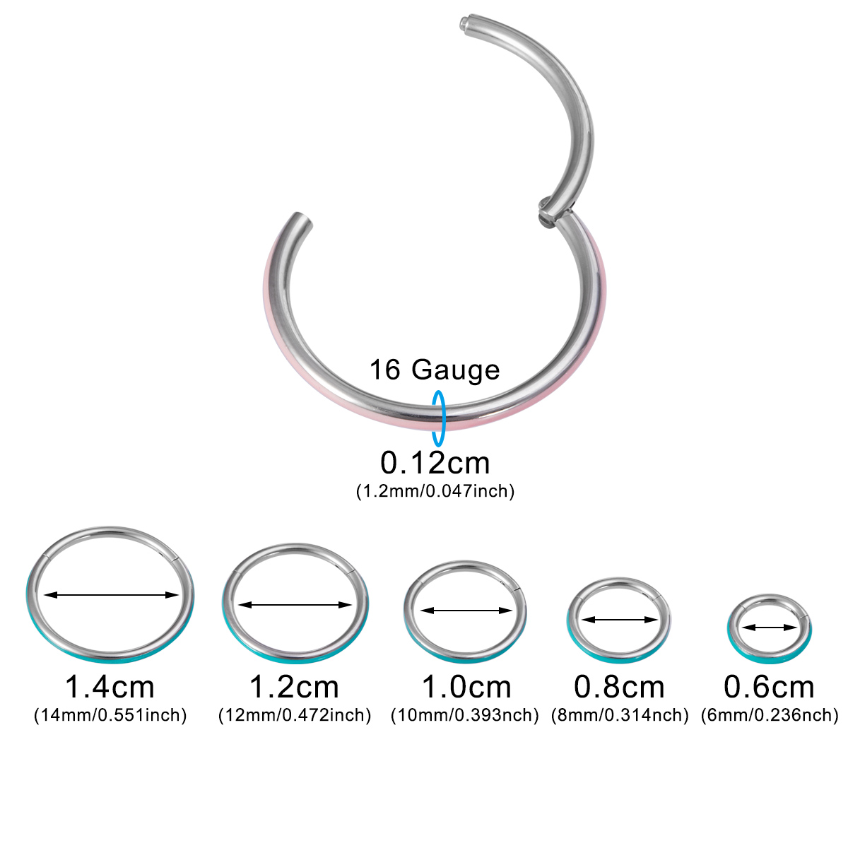 Stainless steel four-color drip glue hinge ring earrings, wholesale of body piercing accessories