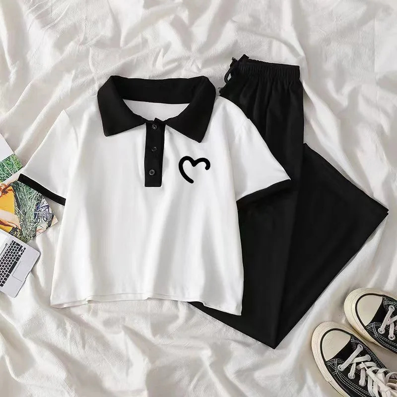 Teenagers Summer Girls Clothing Sets Fashion Top And Wide Legged Pants 2Pcs Outfits Kids Tracksuit 6-14 Years Kids Clothes 250729