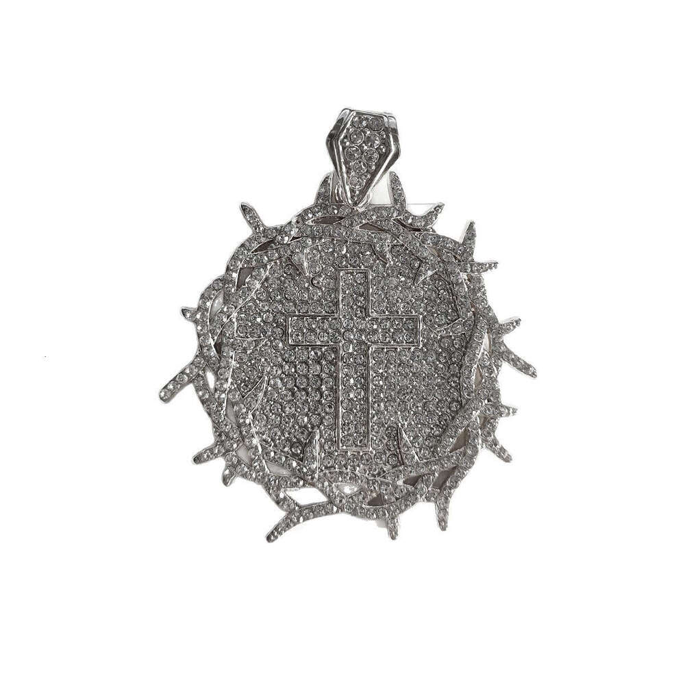 New Full Dia Thorn Round Pendant Fashion Creative Trend Street Hip-Hop Braided Chain Necklace