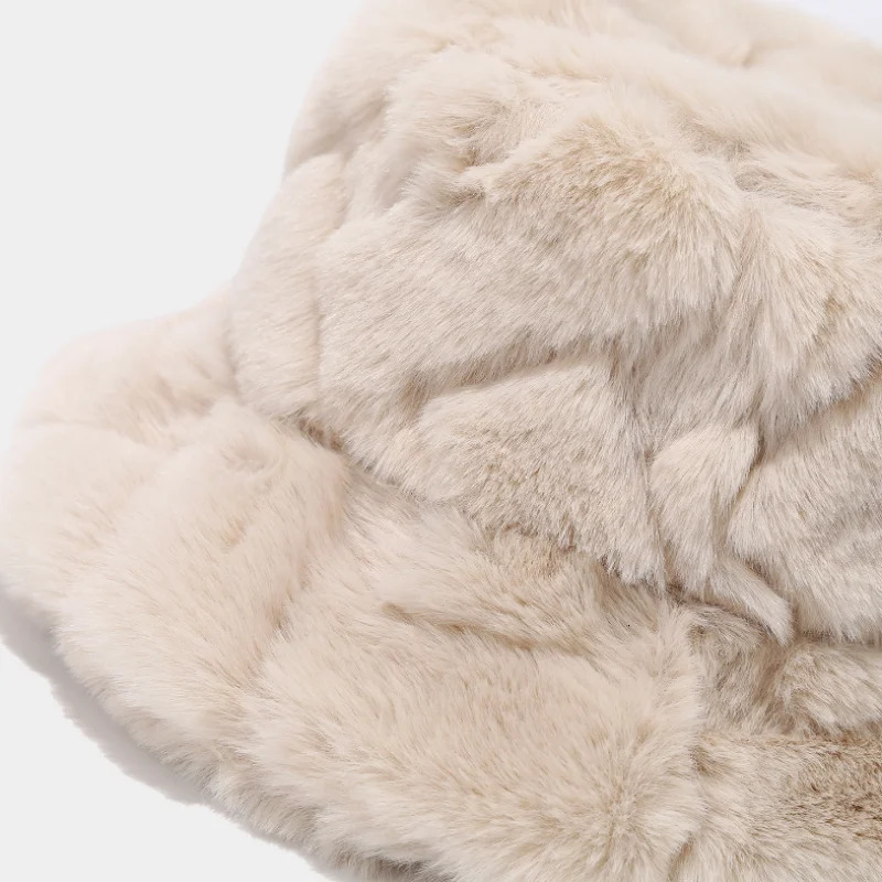Korean Fashion Rabbit Fur Basin Hat Japanese Solid Color Simple Versatile Fisherman Cap Thick Warm Casual Bucket Hat 250724