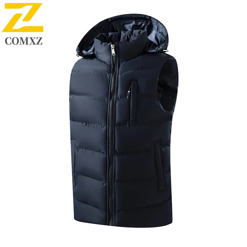 Down Cotton Vest Mens Autumn Winter Waistcoat Sleeveless Hooded Cottonpadded Jacket Thickened Couple Sports 6XL 250730