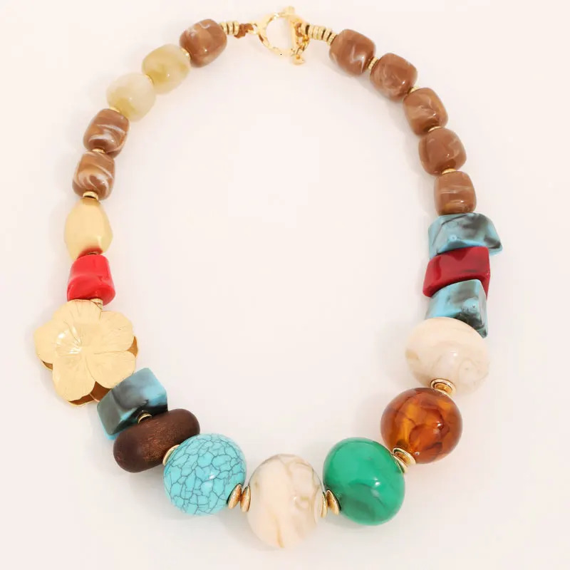 Statement Boho Necklace with Colorful Beads Handmade for Women Trendy Party Jewelry 250729