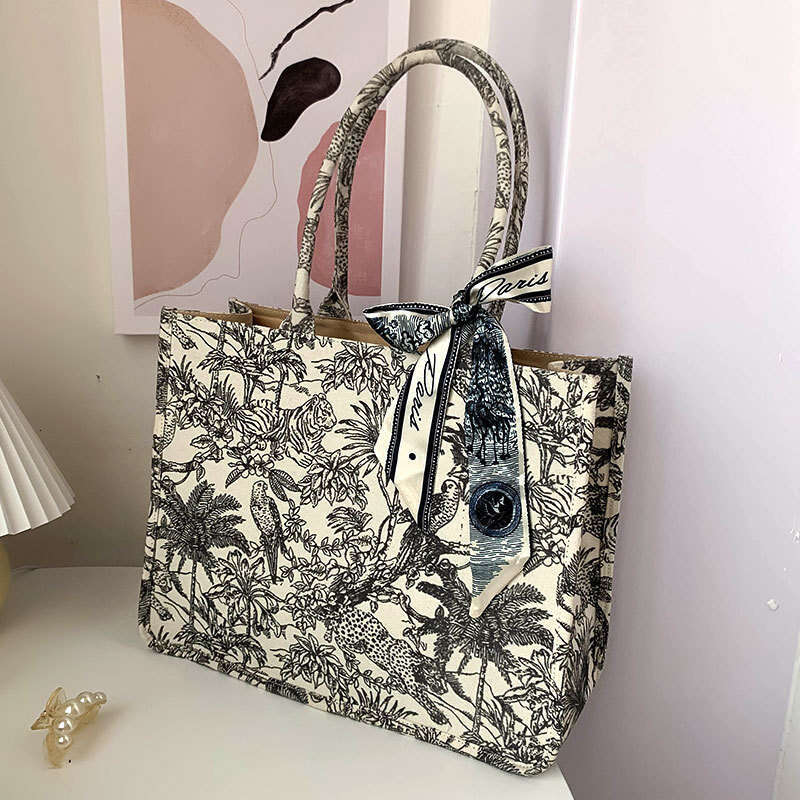 Embroidered Handbag Niche Tote Women's Canvas Shoulder Bag