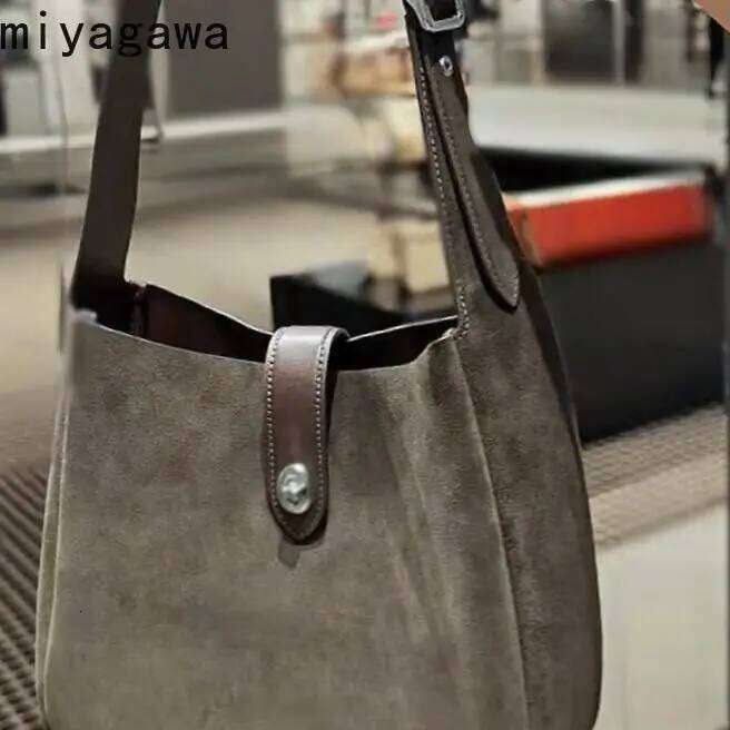 Women's Bags Designer Miyagawa Vintage New Underarm Single Shoulder Matte Bag Splicing Large Capacity Commuter Tote Bags