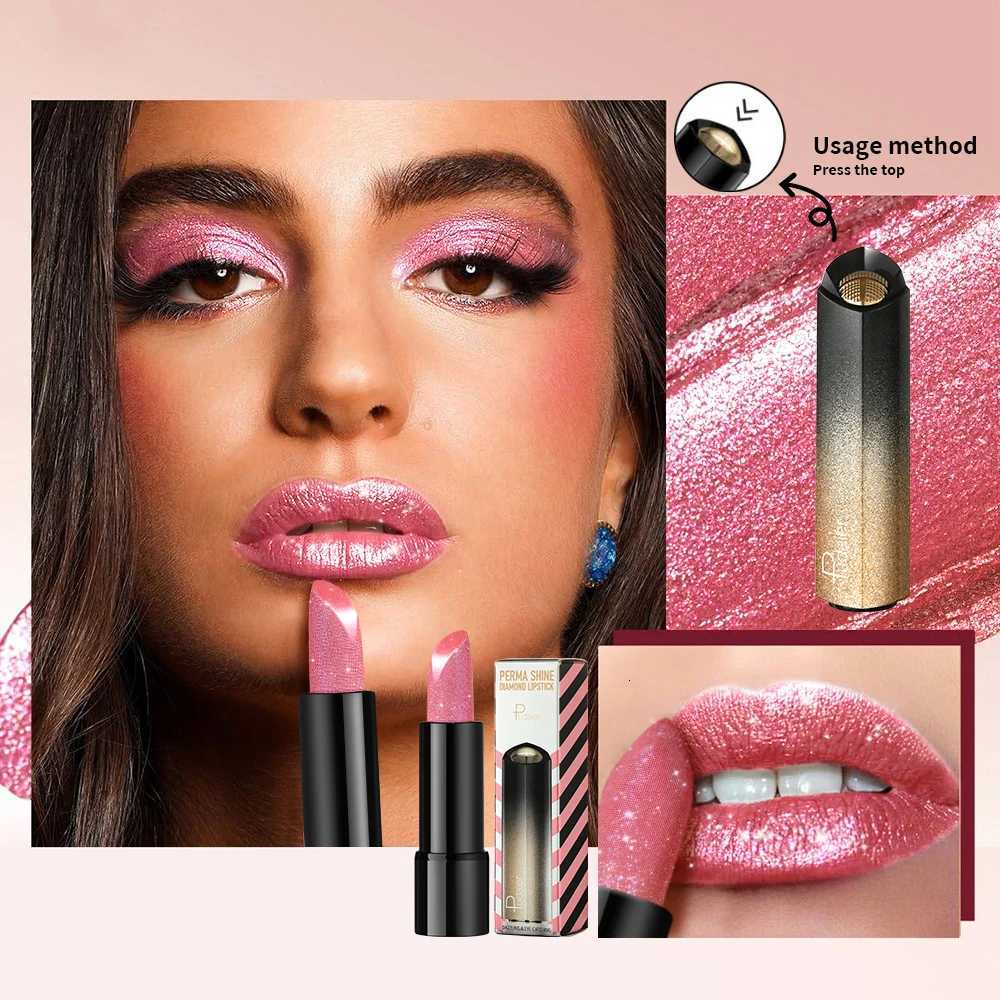 1 PC Glitter Lipstick a pressable pearlescent lipstick is very shiny like crushed diamond particles smooth and long-lasting. G250729