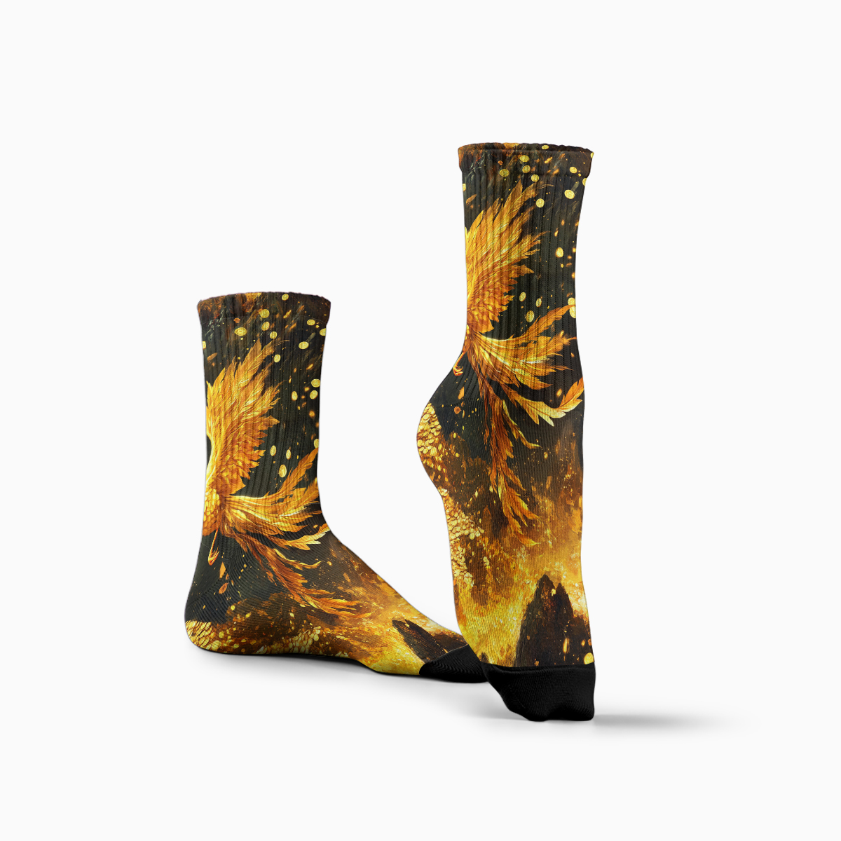 Golden Phoenix Flame Print Unisex Tube Socks C103