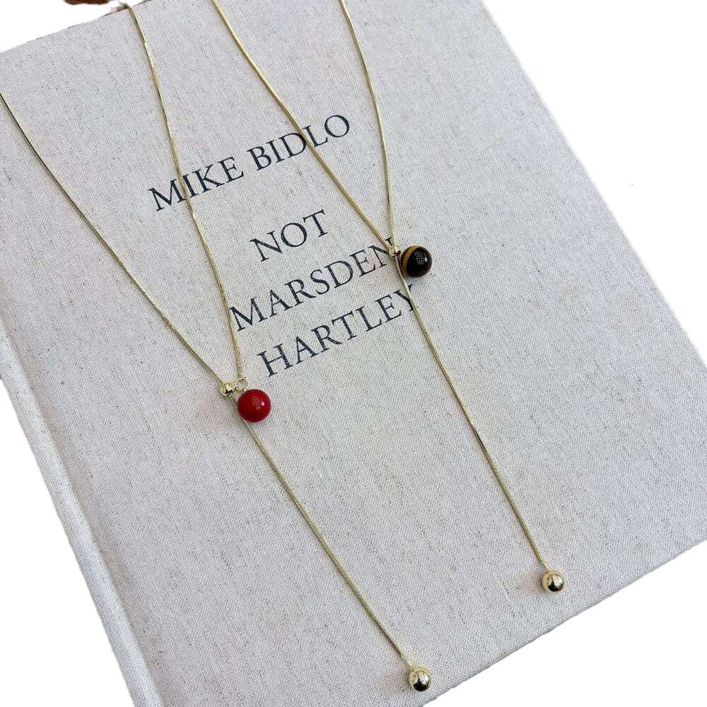 Milad Tiger Eye Stone Tassel Necklace for Women, Autumn and Winter High-End Fashion Sweatshirt Chain, Niche Design Sweater Chain e5f