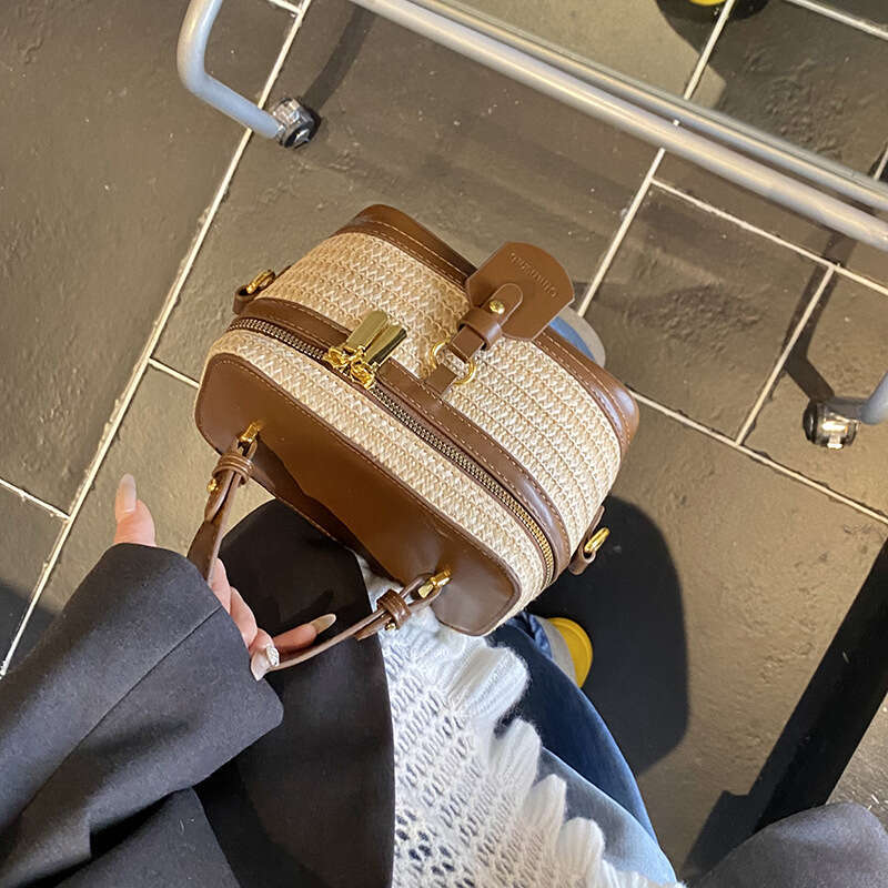 Color-Block Small Square Ins Trend Patchwork Bags Box Design Sense Handbag Women's Shoulder Crossbody Bag