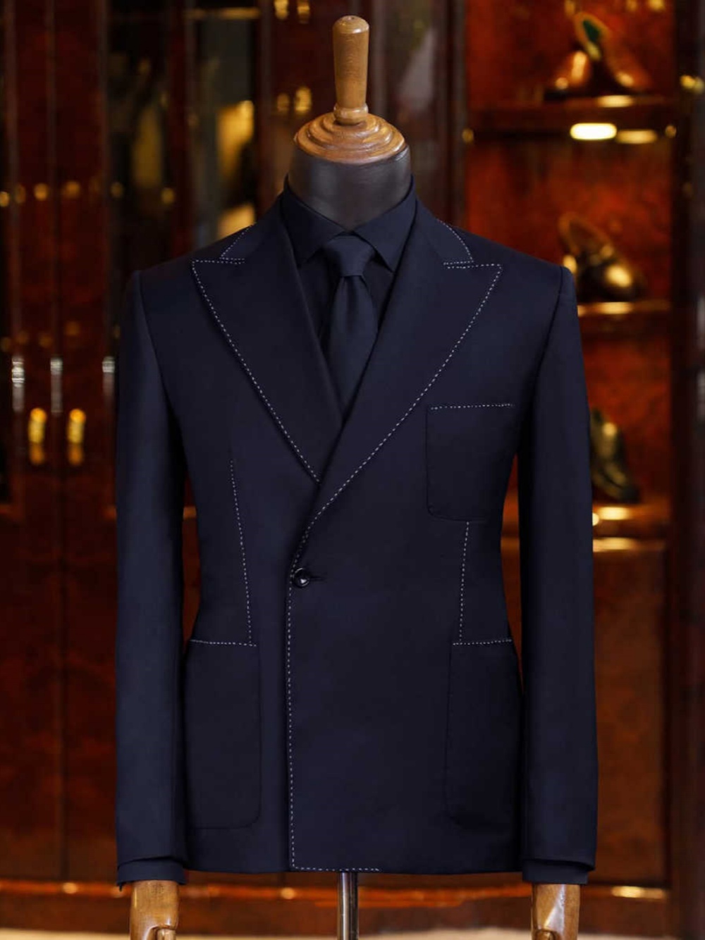 Vintage Dark Blue Wedding Tuxedos 1 Piece Set Jacket Peaked Lapel Men Suits Classic Fit Groom Wear Party Suit Customized