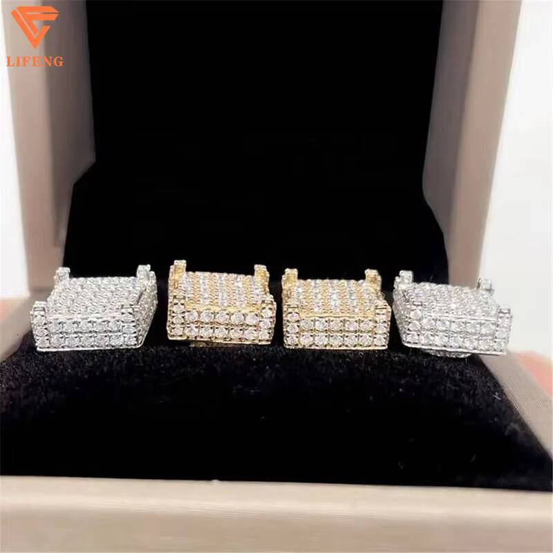 Custom Flowers Fashion Stud Earrings Jewelry Women VVS Moissanite Diamond Trendy Earrings Hip Hop Statement Silver Earrings
