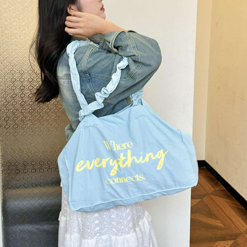 Crossbody Niche Design Canvas Large Capacity Tote Letter Commuter Student Cloth Drawstring Shoulder Bag
