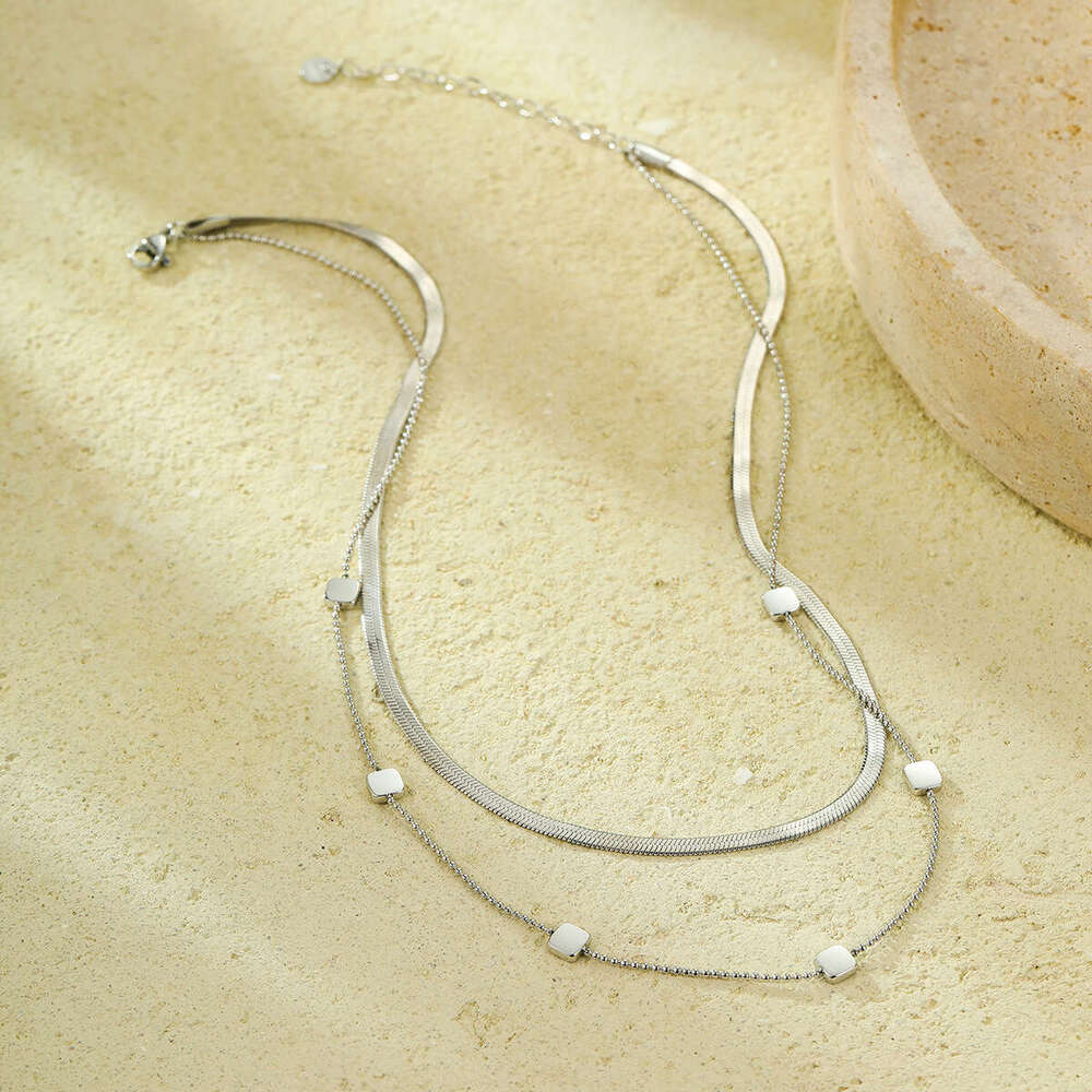 Accessories Women Summer Light Can Be Printed Sequin Double Layer Stainless Steel Necklace