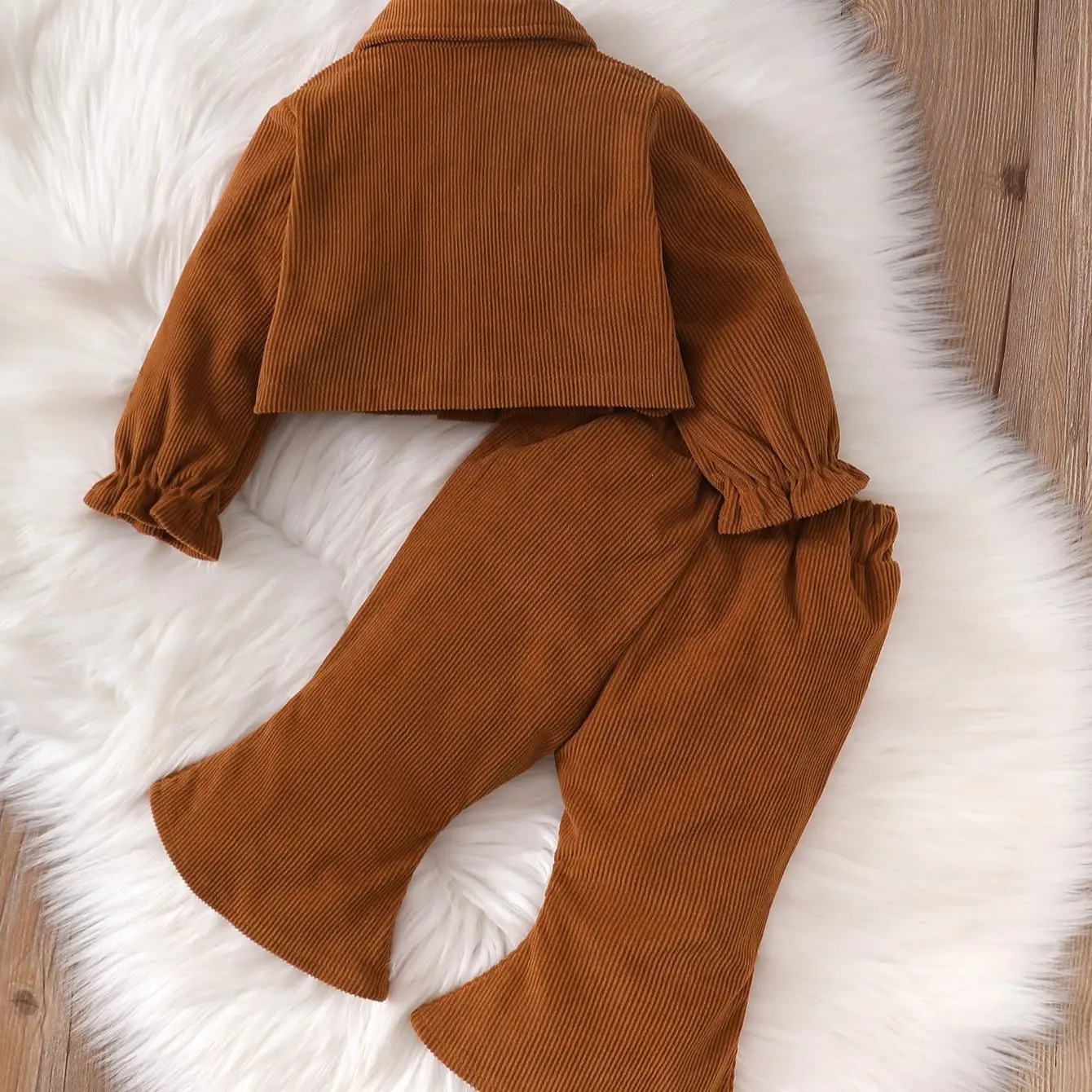 0-2-year-old born baby girls autumn and winter brown long-sleeved cardigan lapel jacket bow pants fashion suit 250729
