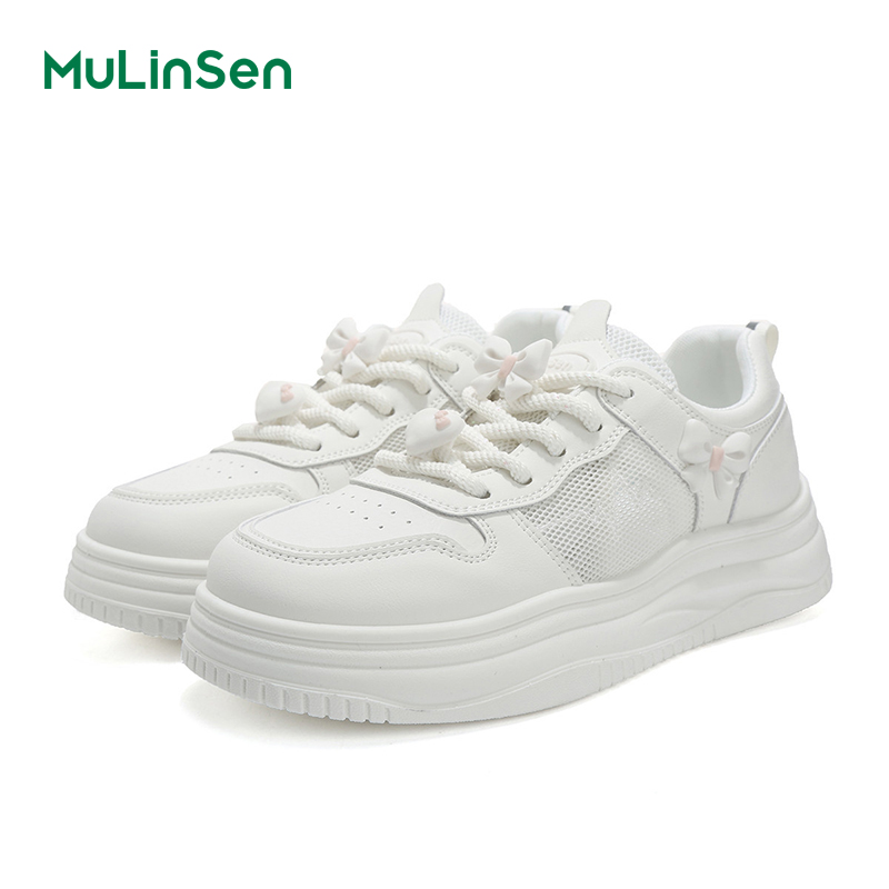 Mulinsen white shoes women's 2025 summer new style popular all-match sports thick-soled shoes women's casual 0308A