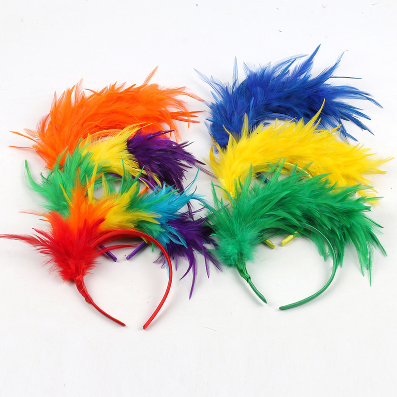 Feather Hair Accessories Props Carnival Party Performance Dance Colorful Headband Decoration