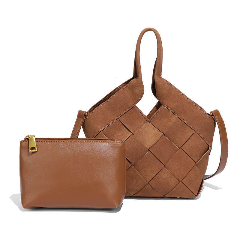 New Women Lazy Style Suede Handmade Tote Woven Handbag Single Shoulder Crossbody Bag