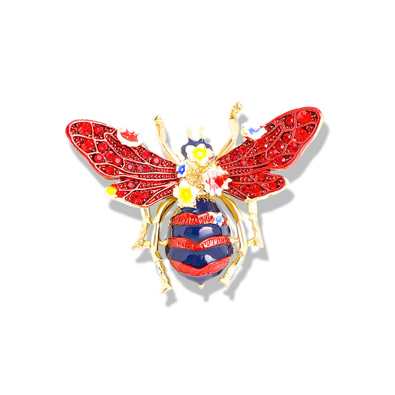 Gold Tone Enamel Bee Brooch With Pink Rhinestone Wings And Flower Accents Whimsical Party Jewelry And Gift For Her High Quality And Stylish Jewelry