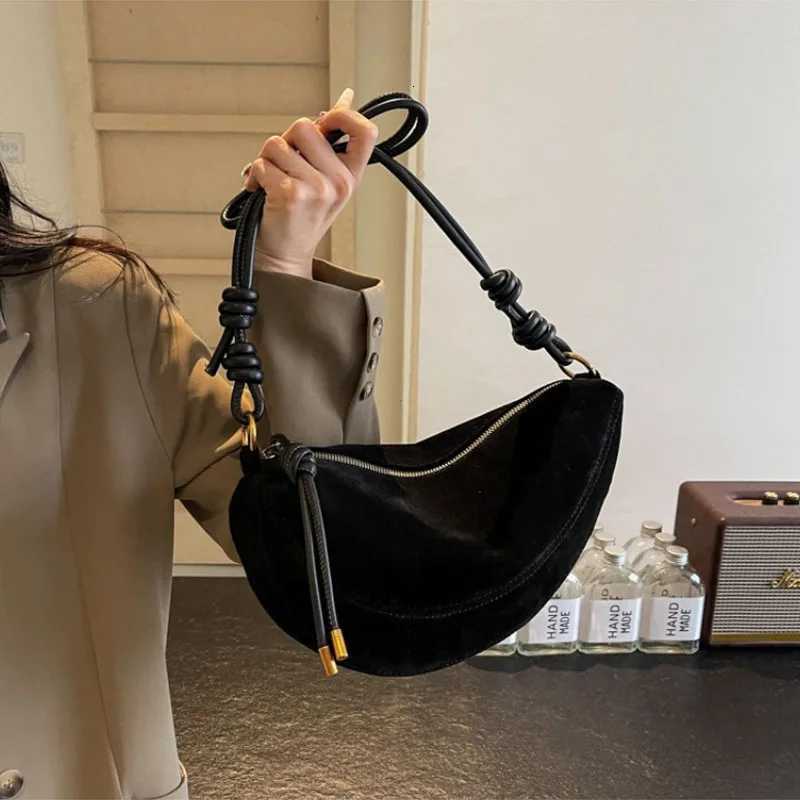 2025 Hot Faux Suede Super Popular Niche Suede Shoulder Bag for Women Single Crossbody Bags Underarm Dumpling Sweet Bags Y250730