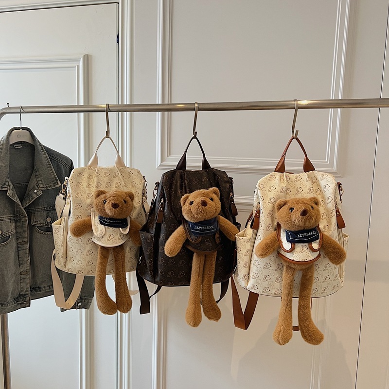 2025 Designer's New Large Capacity Backpack Fashionable Multi functional Cute Little Bear Commuter Bag