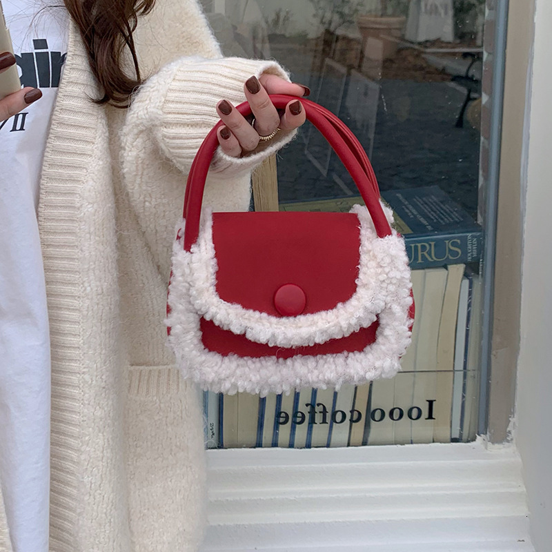 Designer Bag Autumn Winter Furry Bag For Women 2025 New Fashion Korean Retro Luxury Bag Handheld Small Square Bag Versatile Ins Style Single Shoulder 