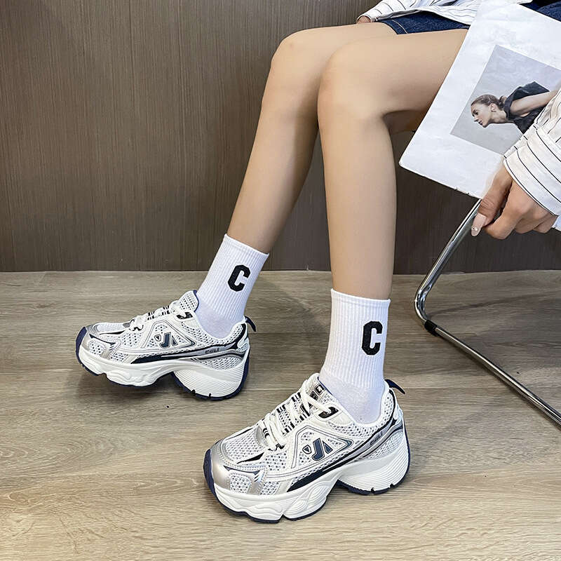 Platform Height Increasing Dad Shoes for Women, Ins Style 2023 Summer New Versatile Mesh Casual Thin Breathable Sneakers